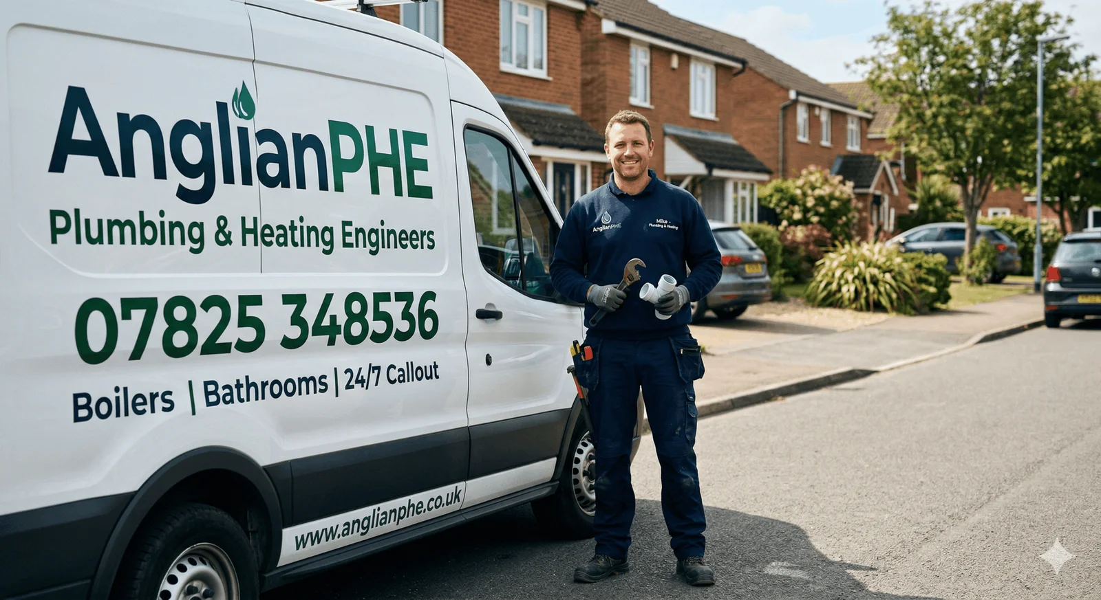 Local Gas Safe registered plumber with branded van